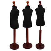 Children Kids Age 6-8 Years Tailors Dummy Mannequin, Black Torso Bust with a Red Wood Round Base